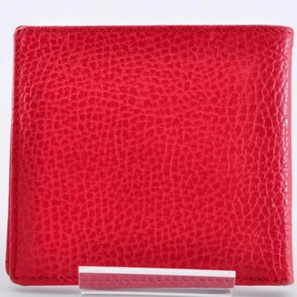 CHRISTIAN DIOR LOG PLATE BIFOLD RED LEATHER WALLET